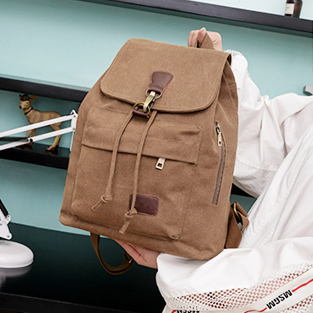 Lightweight Canvas Backpack Large Capacity Travel Shoulder Bag for Men Women Durable Portable Hiking Fitness Office Daily Use