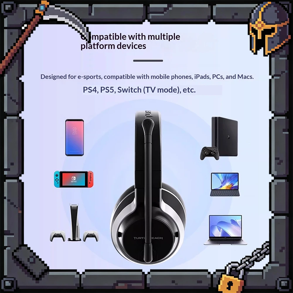 

Игровые наушники Turtle Beach STEALTH PRO с Bluetooth и шумоподавлением, беспроводные наушники с эффектом погружения и высококачественным 3D-звуком