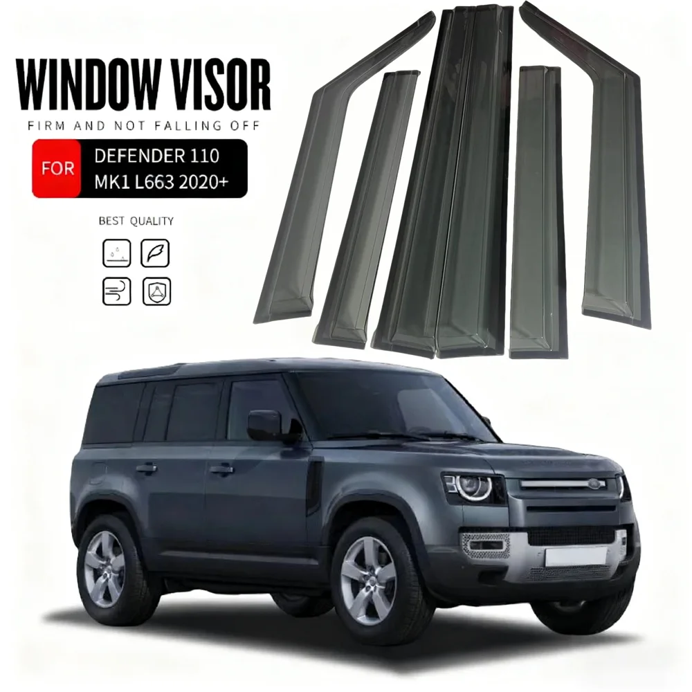 

Для Land Rover Defender 110 2020+ чайного цвета, внешние оконные козырьки, дефлектор от дождя и солнца, защитная крышка, внешние аксессуары для автомобиля