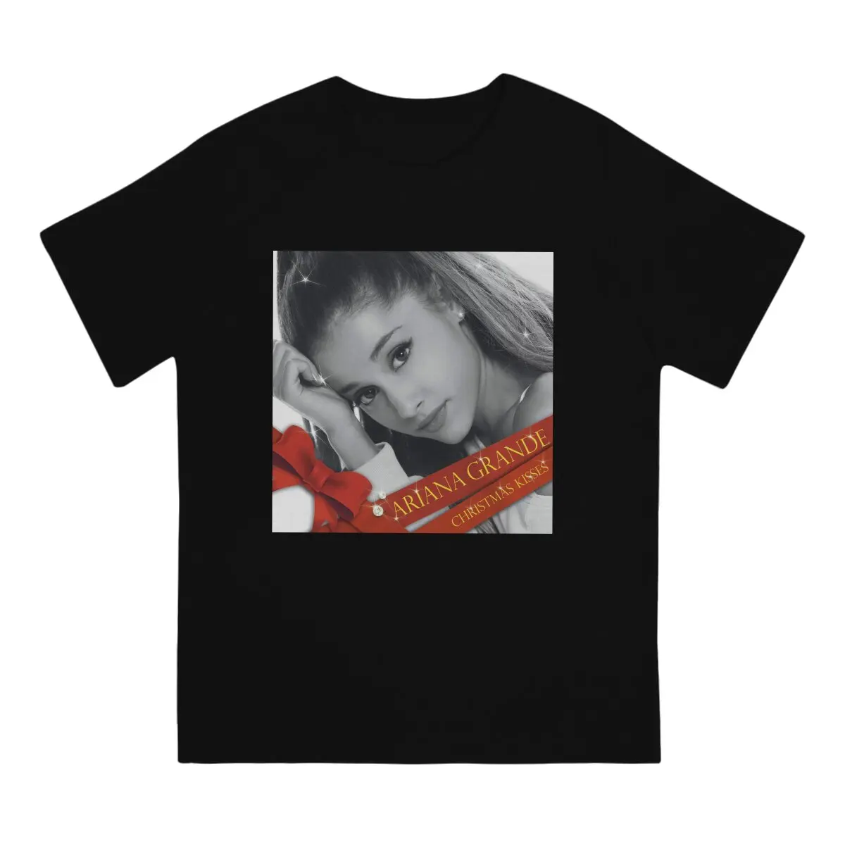 Men's Christmas Kisses Music T Shirts A-Ariana Grande Singer Cotton Tops Casual Short Sleeve Round Collar Tees Printed T-Shirt