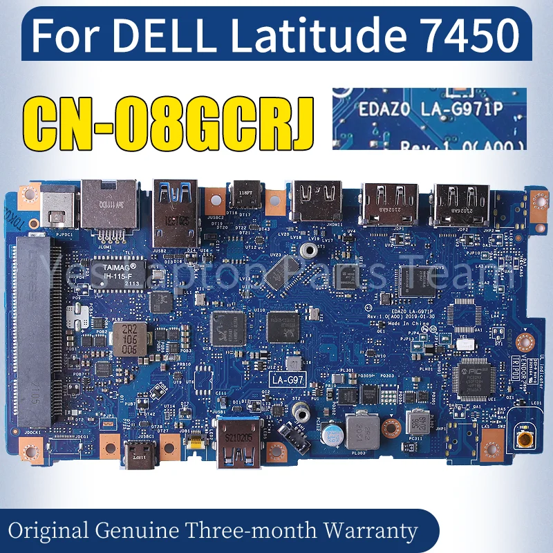 LA-G971P For DELL Latitude 7450 Laptop Mainboard CN-08GCRJ 08GCRJ Notebook Motherboard