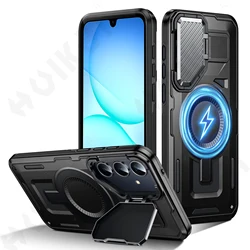Case For Samsung Galaxy S25 S24 S23 Ultra Plus FE A17 A16 A56 A36 5G Magnetic Military Grade Rugged Built-in Metal Camera Stand