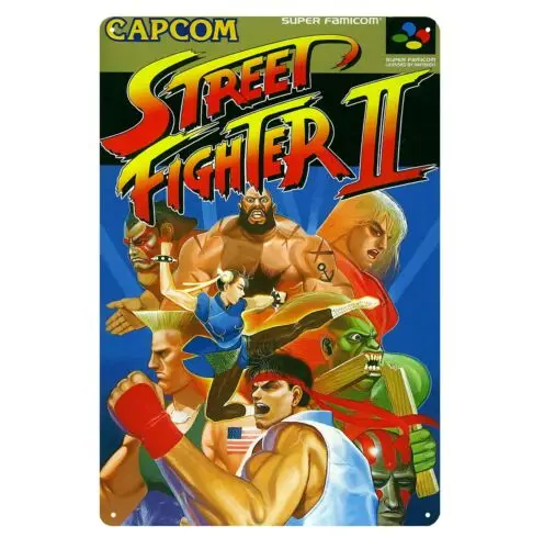 1d,Street Fighter 2 Retro Video Game Metal Poster -20x30cm