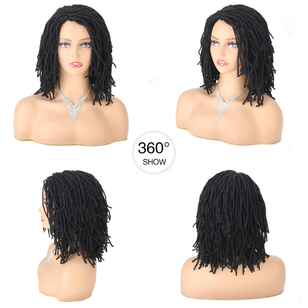 Parrucca intrecciata per le donne parrucca Dreadlock riccia bionda nera Ombre da 10 pollici sintetica africana Faux Locs parrucche corte per capelli