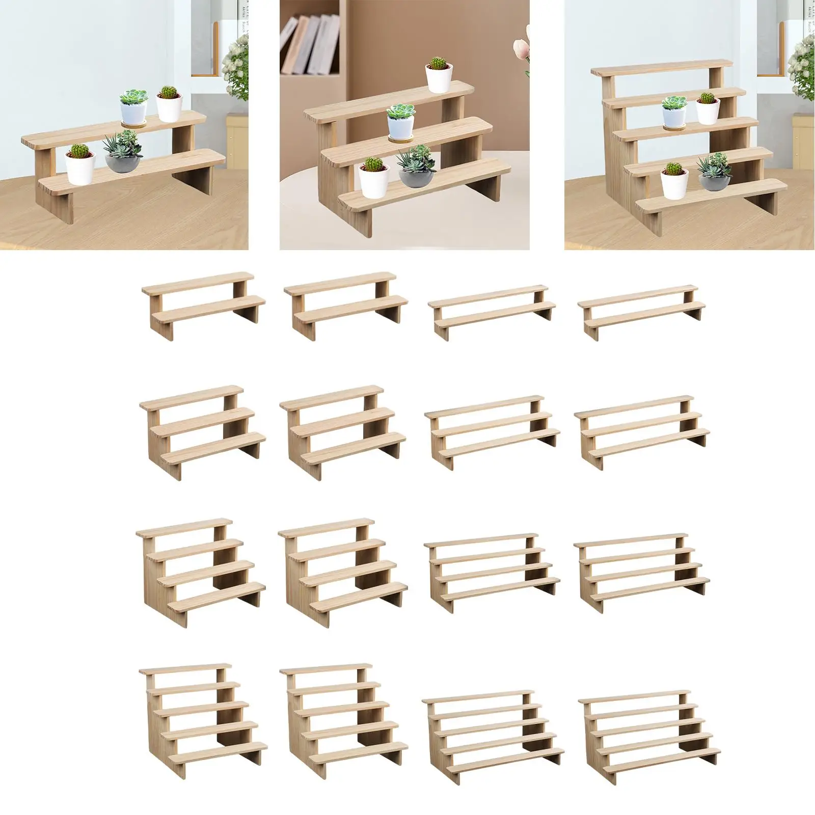 

Деревянная подставка для дисплея, стремянка, практичная витрина, подставка для кексов, многоуровневая полка для статуэток, макияжа, духов