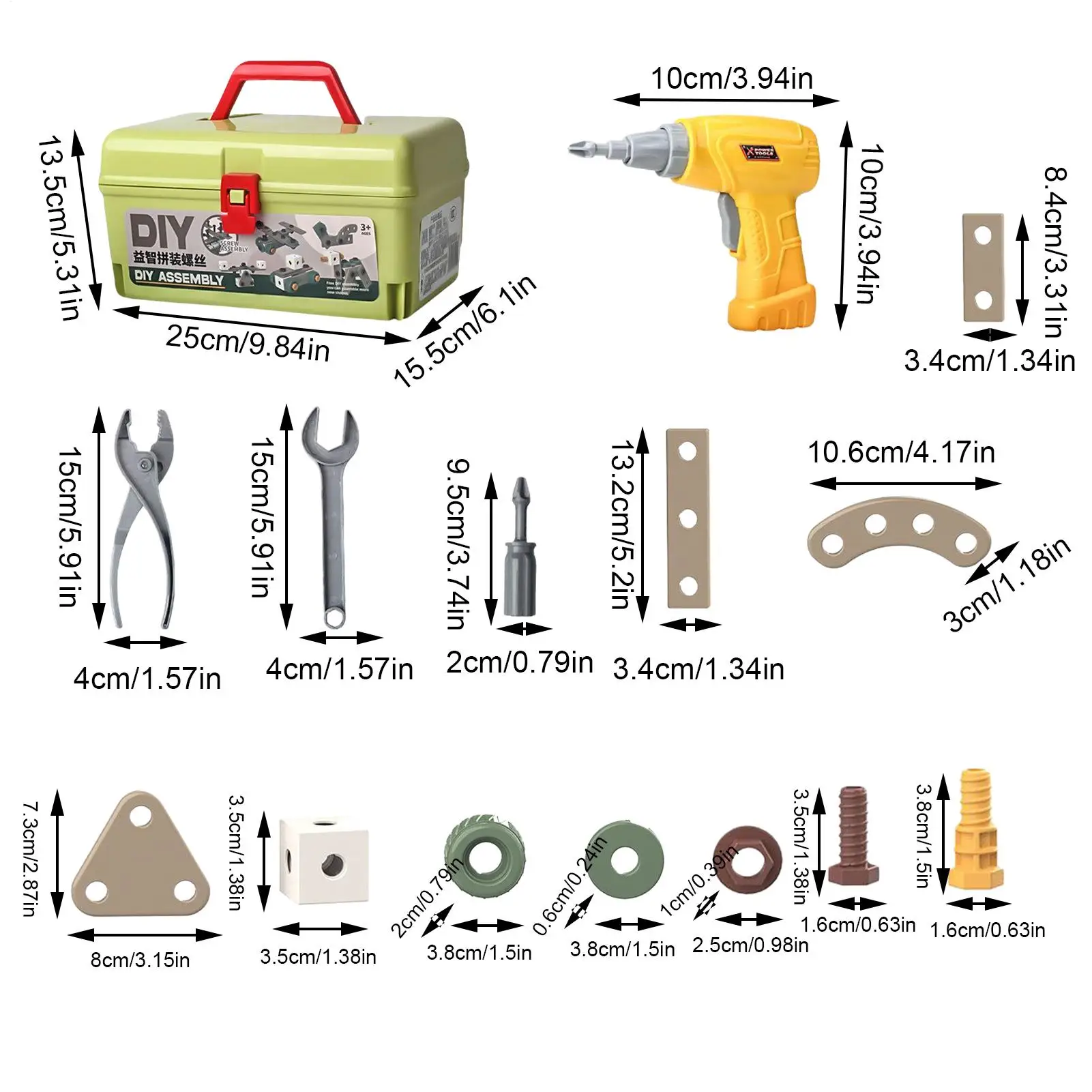 Herramienta de taladro DIY creativa, juguete educativo de aprendizaje, juego de simulación para niños pequeños, construcción, taller de cumpleaños y Navidad