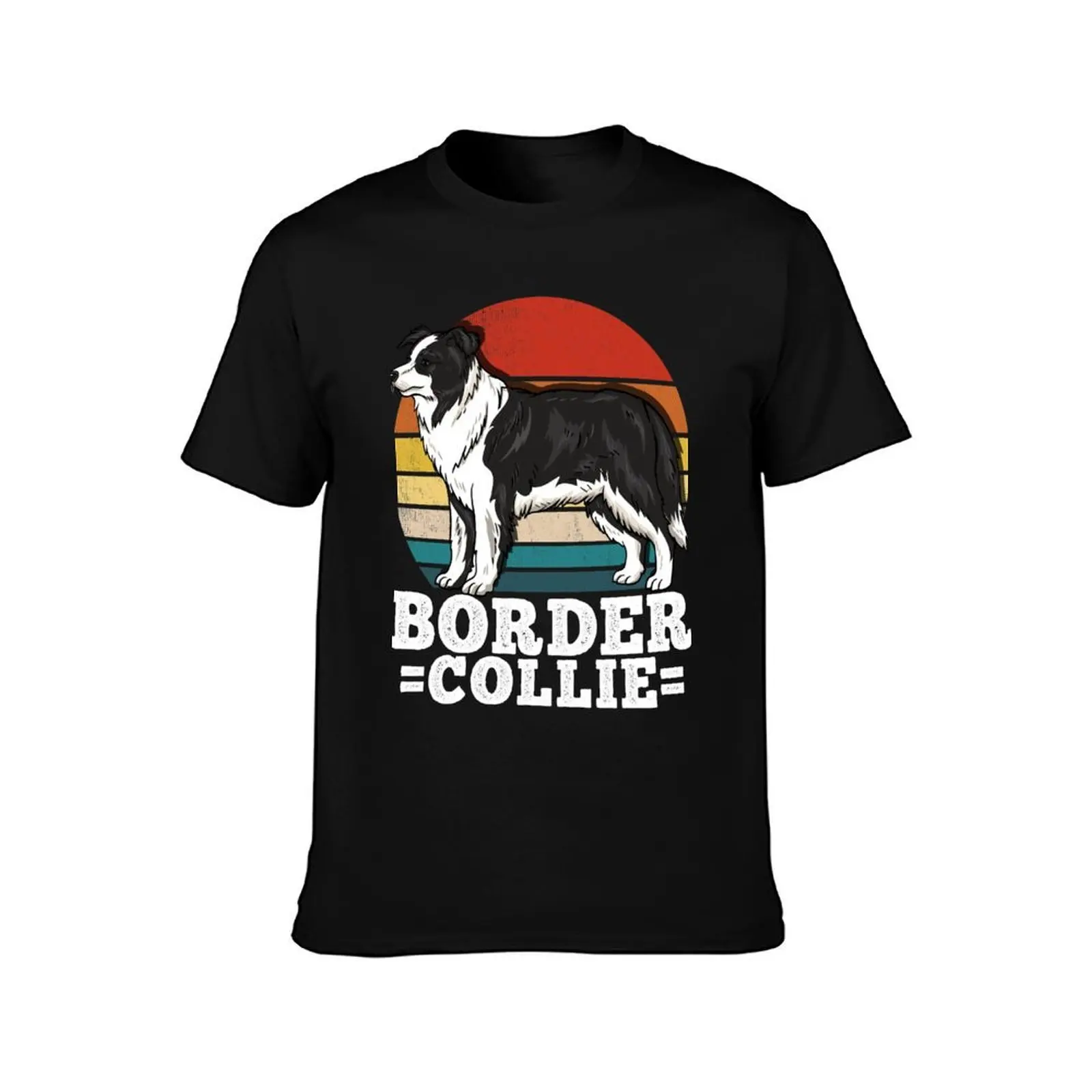 Border Collie Dog Lover Retro T-Shirt, Summer Casual Cotton Tee, Oversized Streetwear Tops, Vintage Graphic Print, 100% Cotton