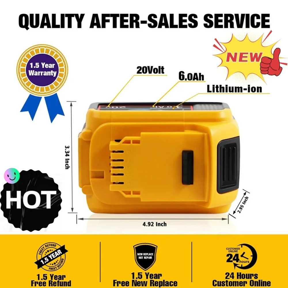 Replacement Battery Pack with Latest Design for DeWalt DCB205 DCB201 DCB203, 20V 8.0Ah High Capacity Rechargeable Cells