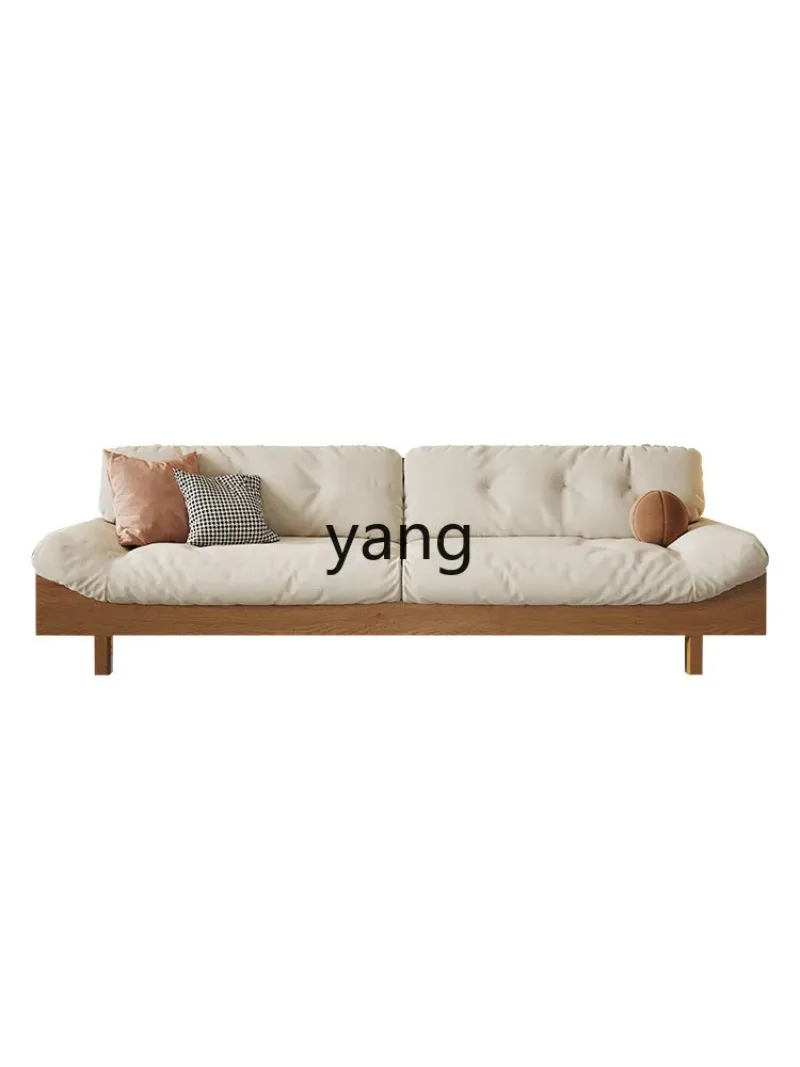 

LTT solid wood fabric sofa frosted fabric three-seater small apartment wabi-sabi style sofa combination