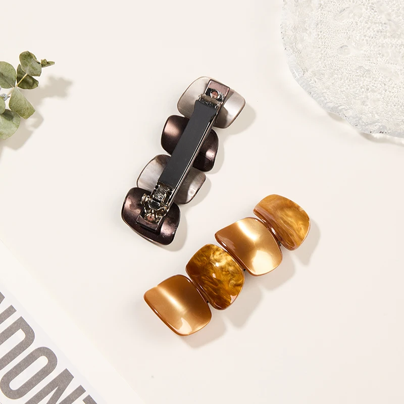 กิ๊บหนีบผมลายกระดูกเต่าสไตล์เรโทร วินเทจ น่ารัก รูปทรงไม่สมมาตร ทำจากอะซิเตท เครื่องประดับผมสุดหรูสำหรับผู้หญิง