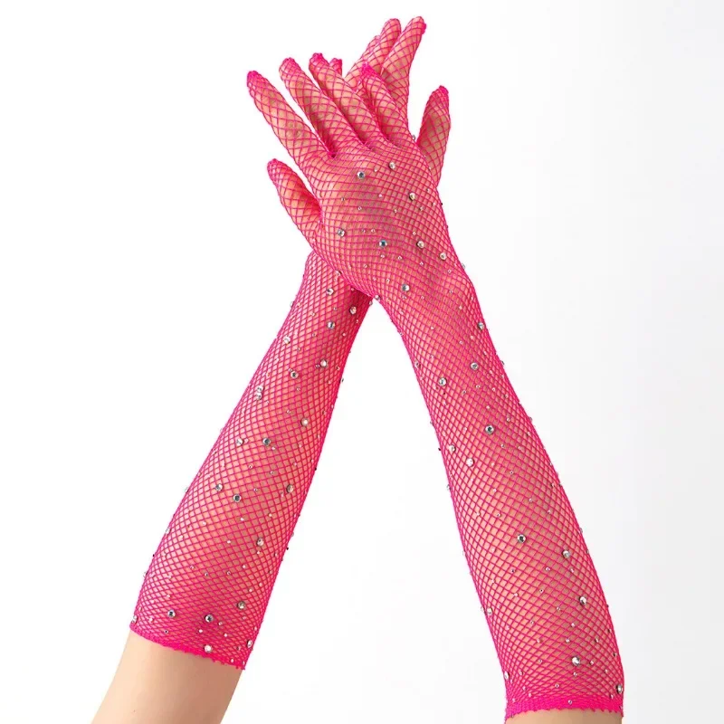 I guanti lunghi a rete sono adatti alle spettacoli teatrali delle donne come guanti da dito elasticizzati di Halloween Feste Reti da pesca cavi