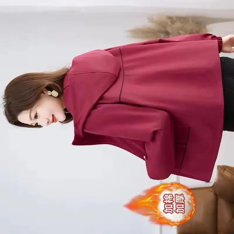 

Новая женская утепленная куртка-ветровка с капюшоном на весну-осень 2026 в корейском стиле, повседневная свободная верхняя одежда, универсальный жакет, женский топ