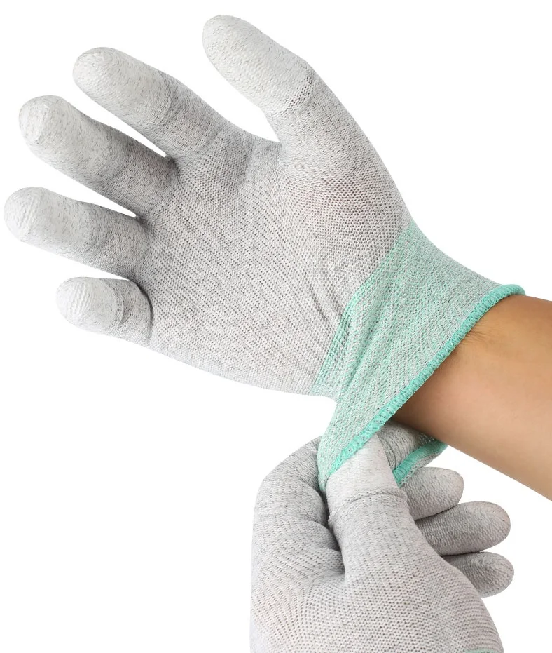 MECHANIC-Anti-Static Protective Gloves, Elasticity, Non-Slip Finger PU Coating, Carbon Fiber, Electronic Work, AS02