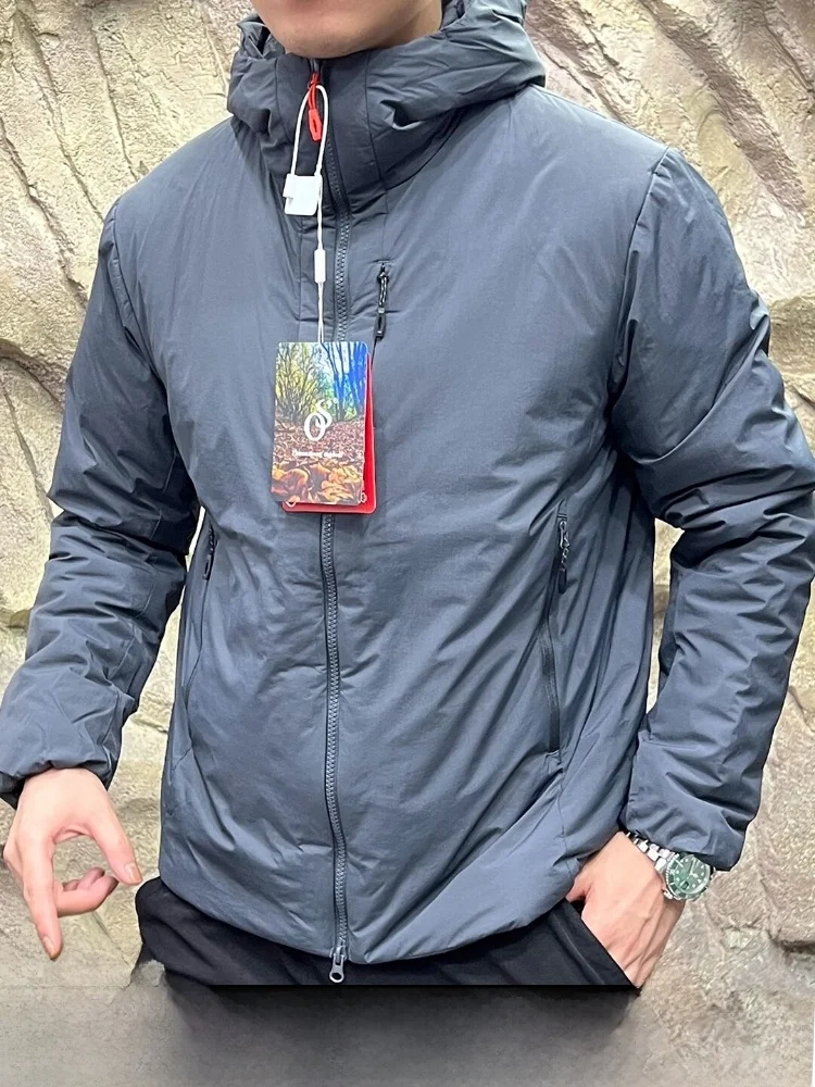 

Водонепроницаемая хлопковая куртка с капюшоном для мужчин: легкая, теплая, для активного отдыха, осень-зима, повседневная, приталенная, с длинными рукавами