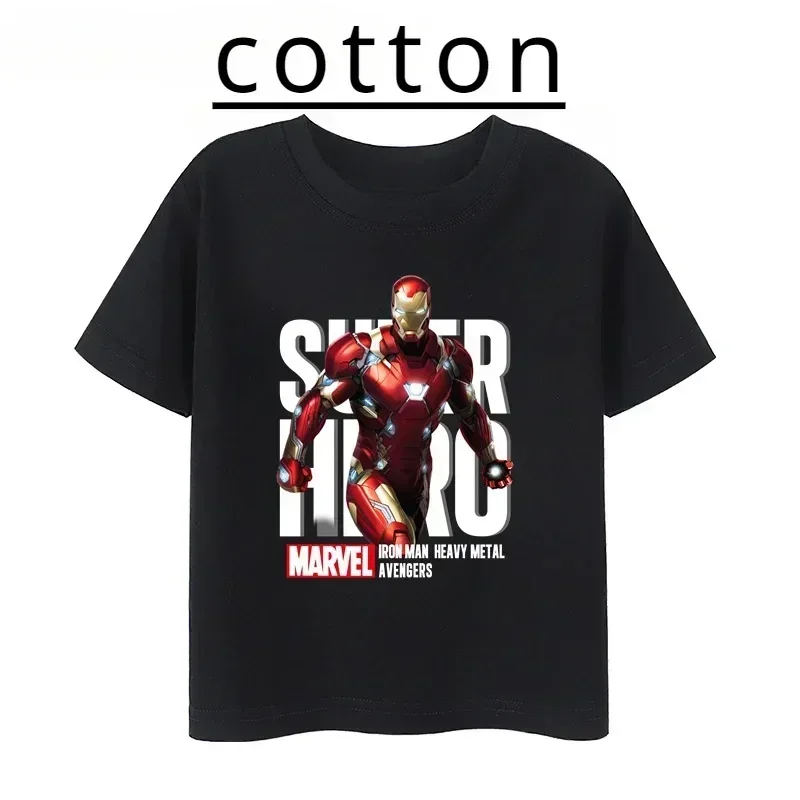 Disney Marvel Iron Man Anime Summer Fashion Multiple Teen Children Cartoon Cotton T-shirt Round Neck Short Sleeve Kid Casual Top