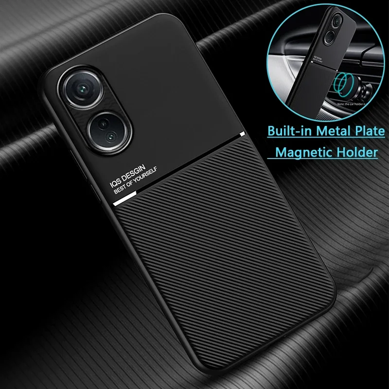 For OPPO A98 A78 Case Leather Texture Magnetic Holder Phone Cases OPPO A72 A57 A94 A96 A58 A78 A5 A9 Shockproof Soft Back Cover