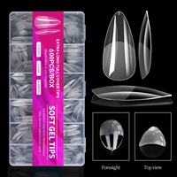 Medium 600pcs Almond Nail Tips, Almond X Gel Nail Tips Clear Fake Nails Full Cover Acrylic Nails Tips for Extension Nail