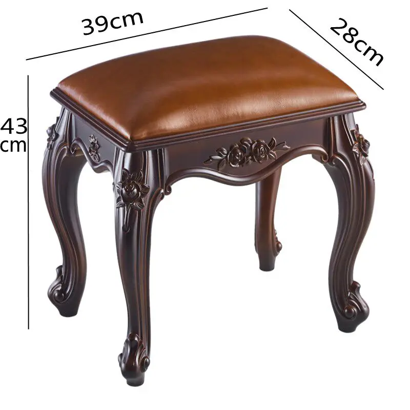 For Vintage European Vanity Stool, Solid Wood Guzheng Piano Bench, Dressing Chair for Makeup & Home Use