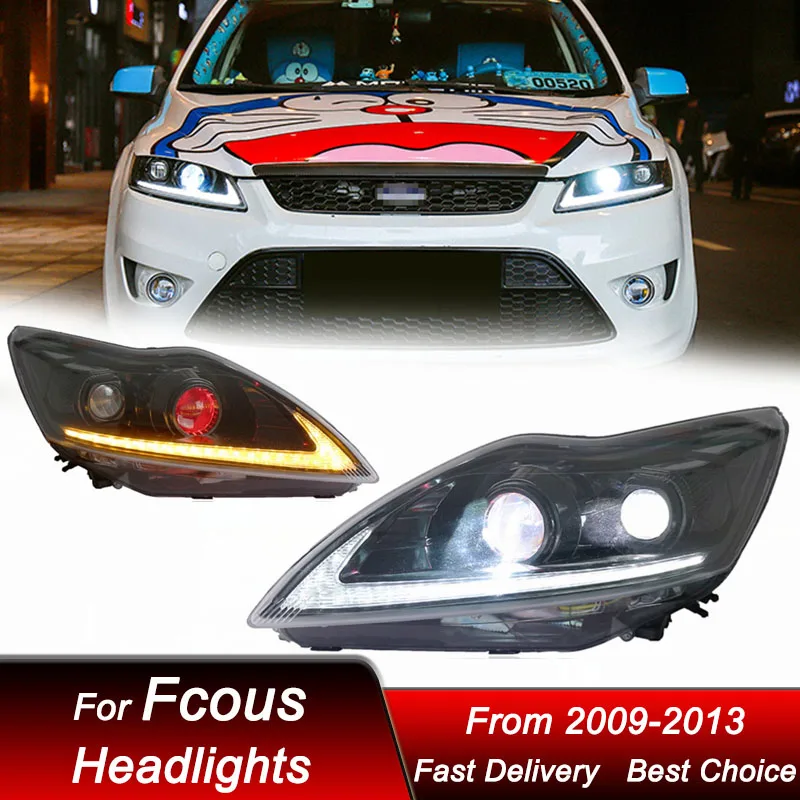 

Pop Car Styling Headlights For Ford Focus 2009-2013 To Lexus Style Full LED Auto Headlamp Assembly Projector Lens Accessories Ki