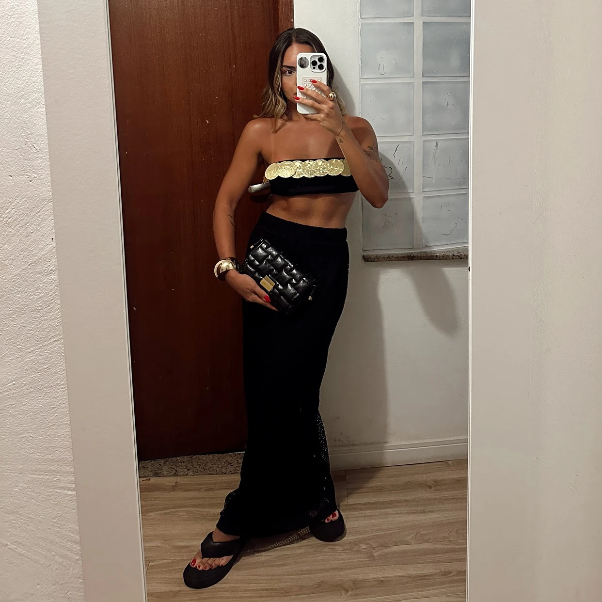 2Piece Shiny Ring Swimsuit With Long Skirt Women Sexy Swimwear Female Bikini Halter Swim Suit High Cut Bodysuit Beachwear Outfit image 4