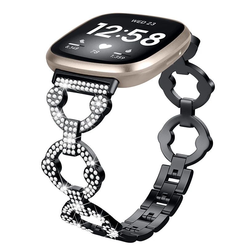 

Для Fitbit Versa 3/4 Sense Декор со стразами, ремешок для часов, сменный браслет в форме кольца, женский нарядный ювелирный браслет, ремешок-Bl