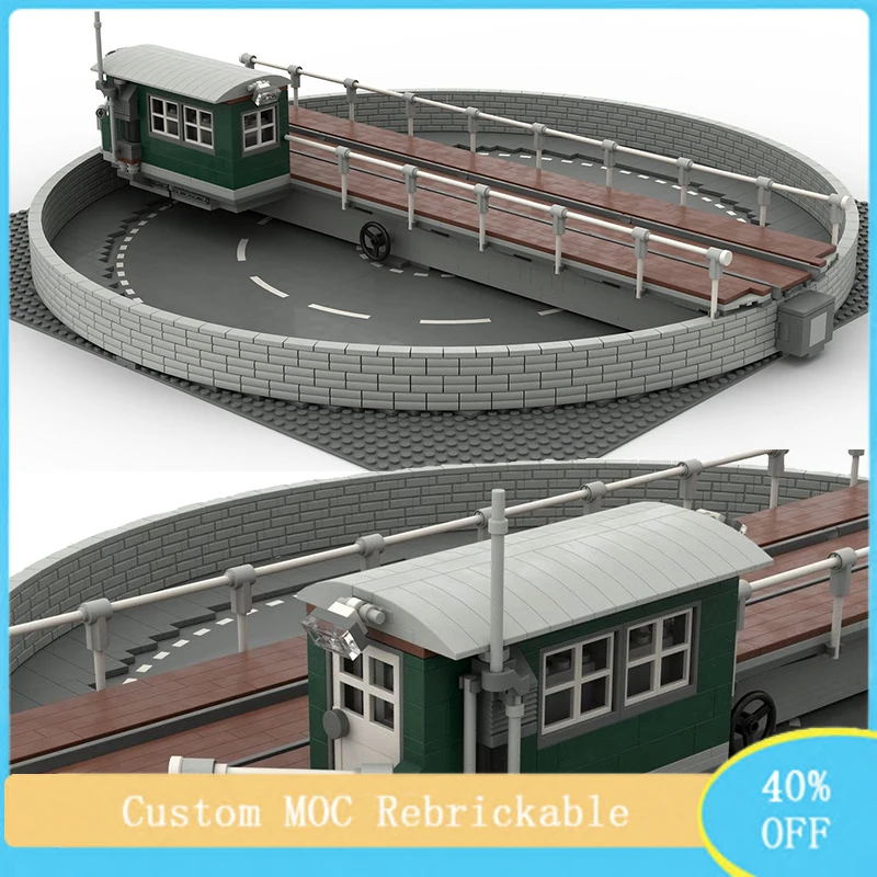 Creative building block model MOC modular train station turntable round house DIY Juveniles birthday toys Christmas gift