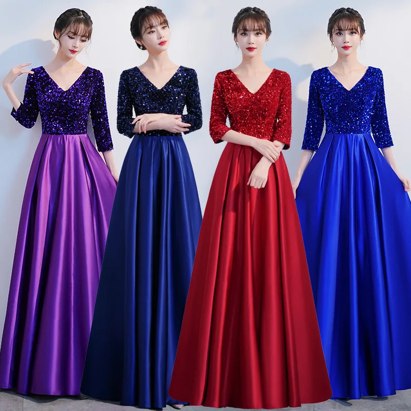 

Grand Choir Hostess Long Modern Adult Performance Competition Elegant Temperament Conducting Chorus Formal Dress Women Elegant