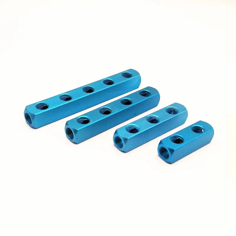 1 pcs Aluminum Manifold Block Splitter Thread 1/4'' 2 3 4 5 Way Pneumatic Quick Connector