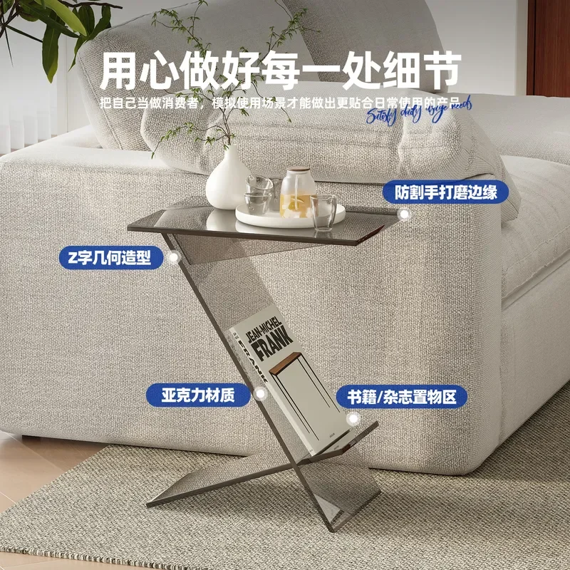 Modern Transparent Acrylic Corner Table Minimalist Living Room Side Table Bedroom Nightstand Clear Storage Locker Furniture