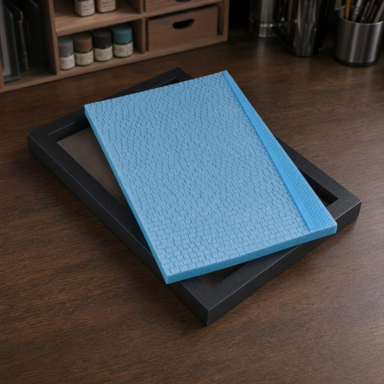 Diorama Display Base Textured Diorama Base with Frame Display Platform Layered Sturdy for Modelers, Dioramas Modeling