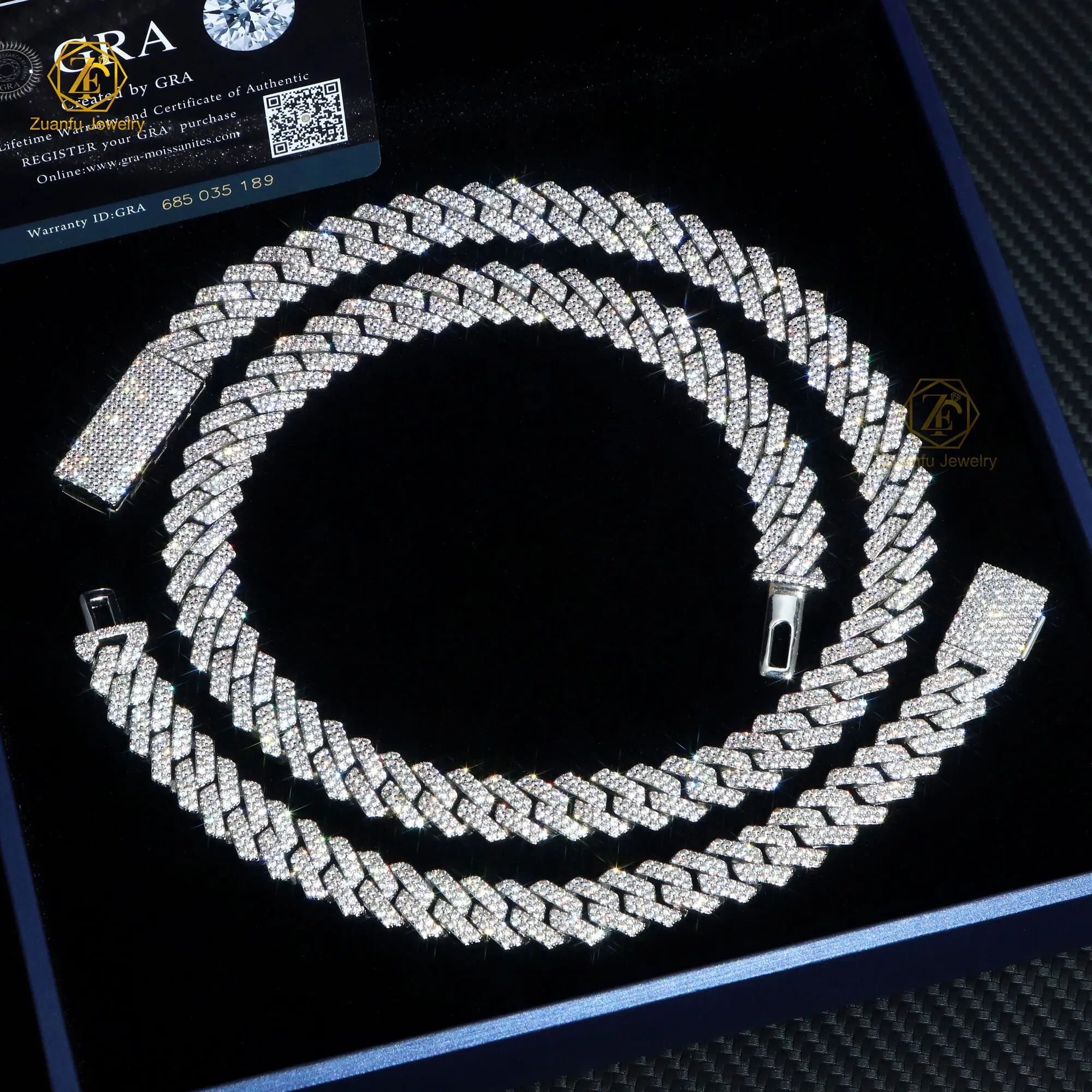 Custom 8mm 10mm 15mm Iced Necklace 925 Sterling Silver White Gold Plated Diamond Moissanite Cuban Link Chain