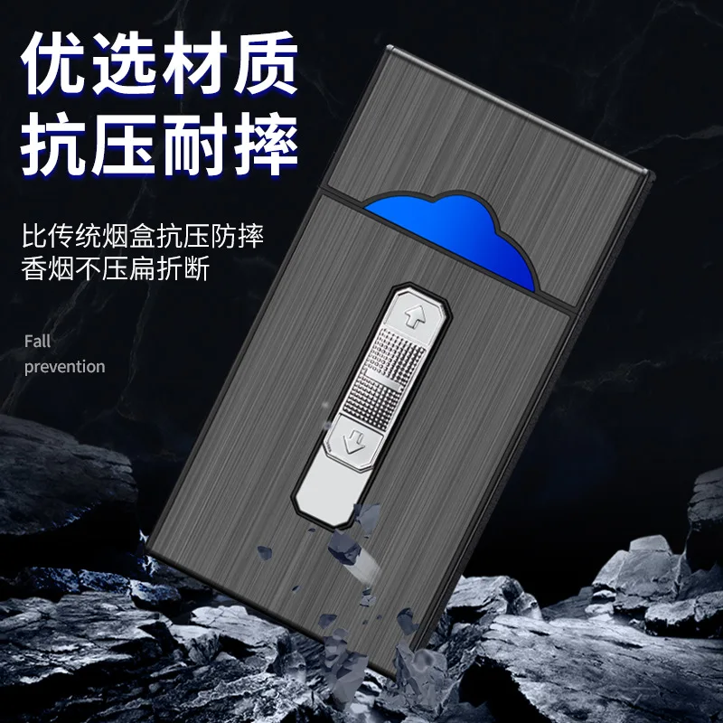 USB 충전식 아크 라이터 담배 케이스 (20개 담배 포함) 일체형 라이터 선물 도매