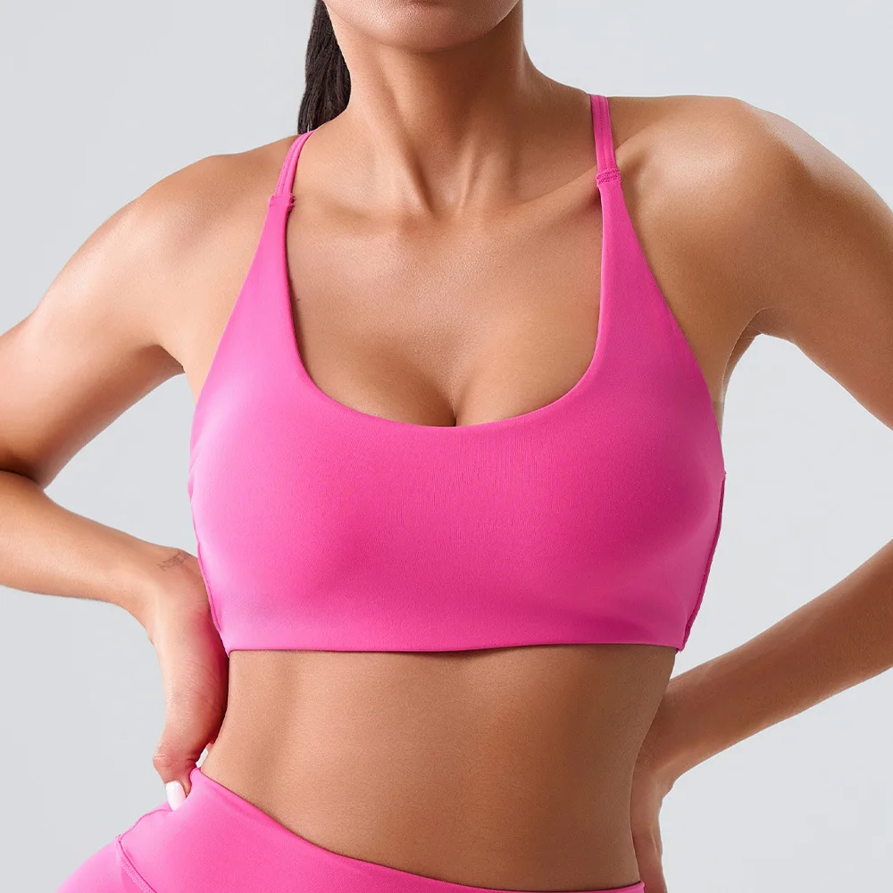 Women’s Fitness Yoga Bra, Racerback Sports Bra, Sexy Breathable Nylon Gym Top,Running Workout Bra,Comfortable Athletic Underwear