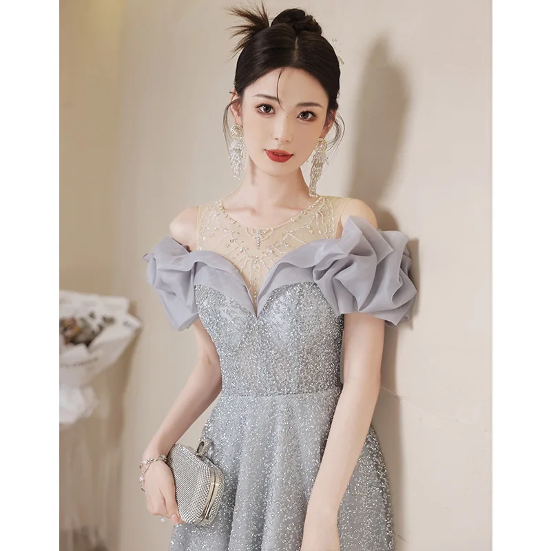 gown Gao Ding Evening for Women New Sense Birthday Adult Light Luxury Minority High-End Banquet Graduation Host Dress