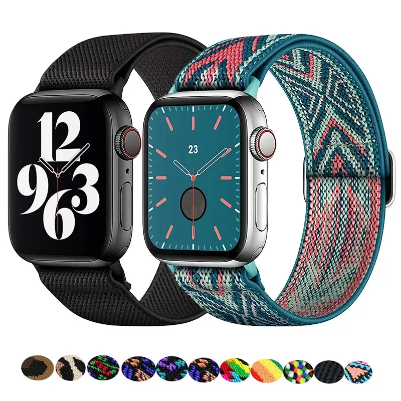 

Nylon Strap for Apple Watch Band 45mm 44mm 40mm 41mm 42mm 46mm 49mm Elastic bracelet Watchbands iWatch series 10 9 8 7 se Ultra2