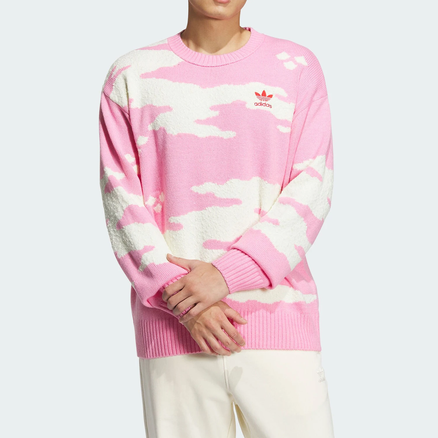 

Adidas genuine Three Stripes Couple's Knitted Round Neck Pullover Sweatshirt JE9188