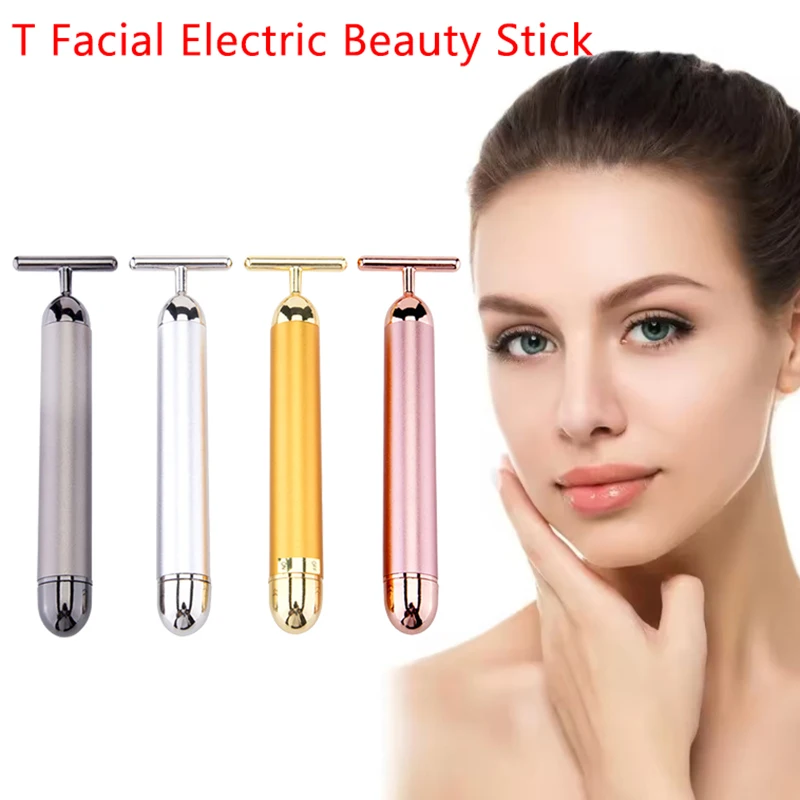 Multi-Function Beauty Care อุปกรณ์นวดหน้า Stick Roller T-Shape Golden Energy Bar เครื่องนวดสั่นสําหรับเครื่องมือความงาม