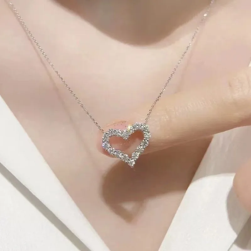 IOGOU Heart Shape Moissanite Diamond Pendant Solid Sterling Silver 925 Necklace High Quality Wholesale Jewelry Engagement Gift