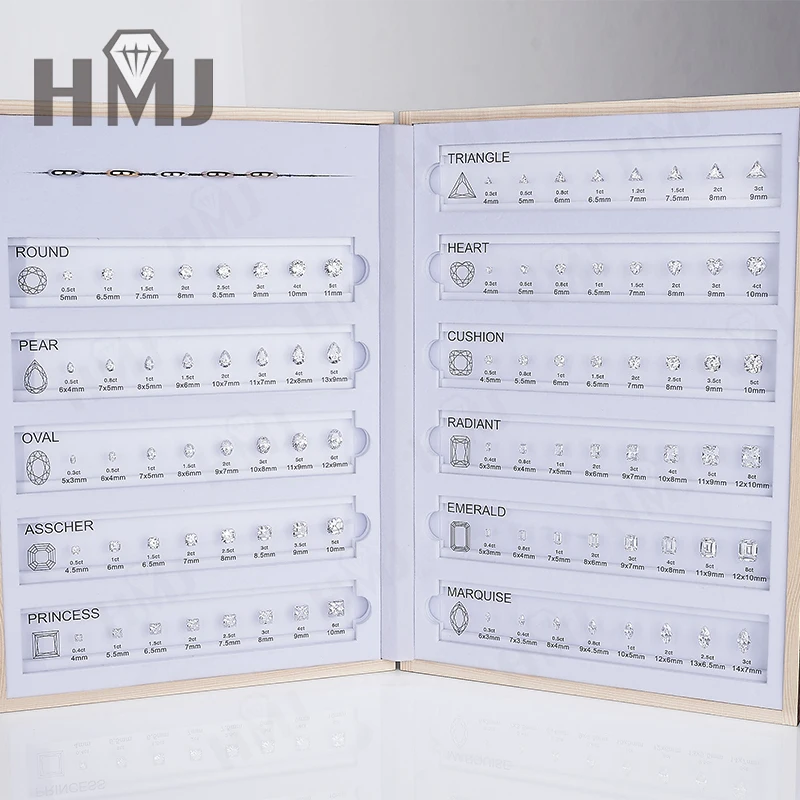 Anpassen des Vergleichstabellen-Sets, Ringgrößenreferenz, alle Formen, Edelsteine, 5A, Zirkonia, Diamant-Karat-Diagramm für Juweliergeschäfte – Detail 6