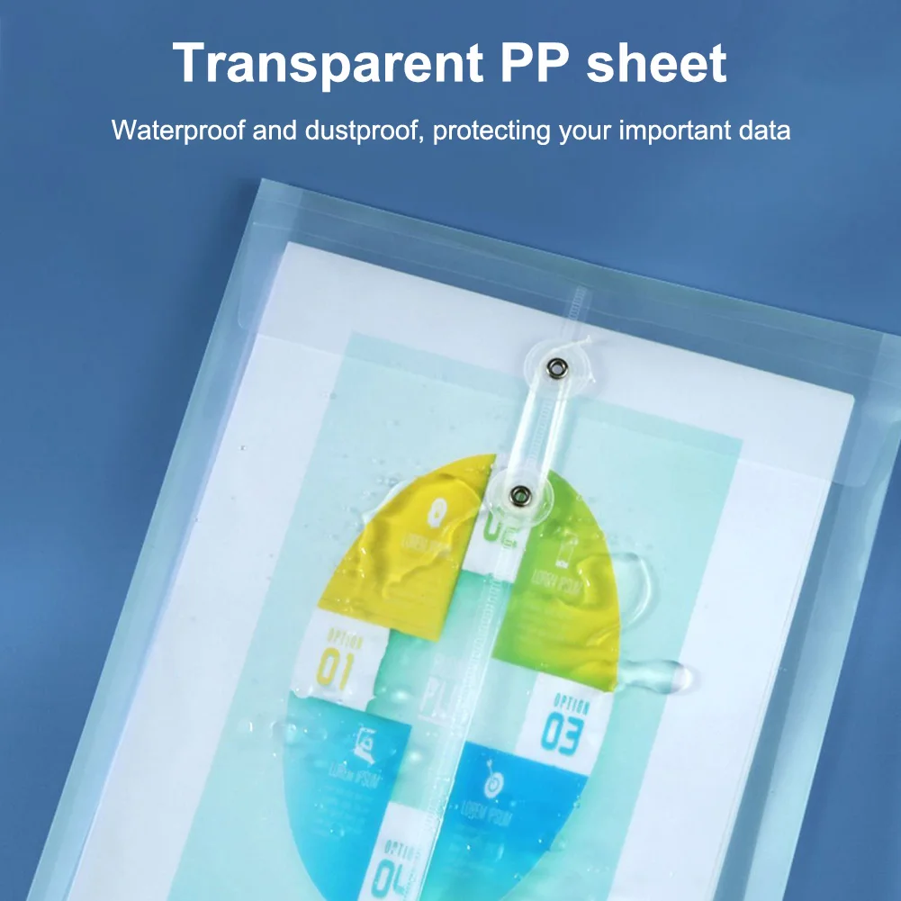 20개 A4 투명 플라스틱 파일 폴더, 코드 버클이 있는 봉투, 플라스틱 문서 정리 가방, 문서 보관용