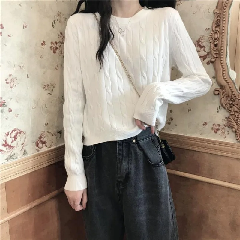 Small and Lazy Knitted Shirt with Underlay Top for Autumn and Winter New Thickened Loose Round Neck Sweater for Women