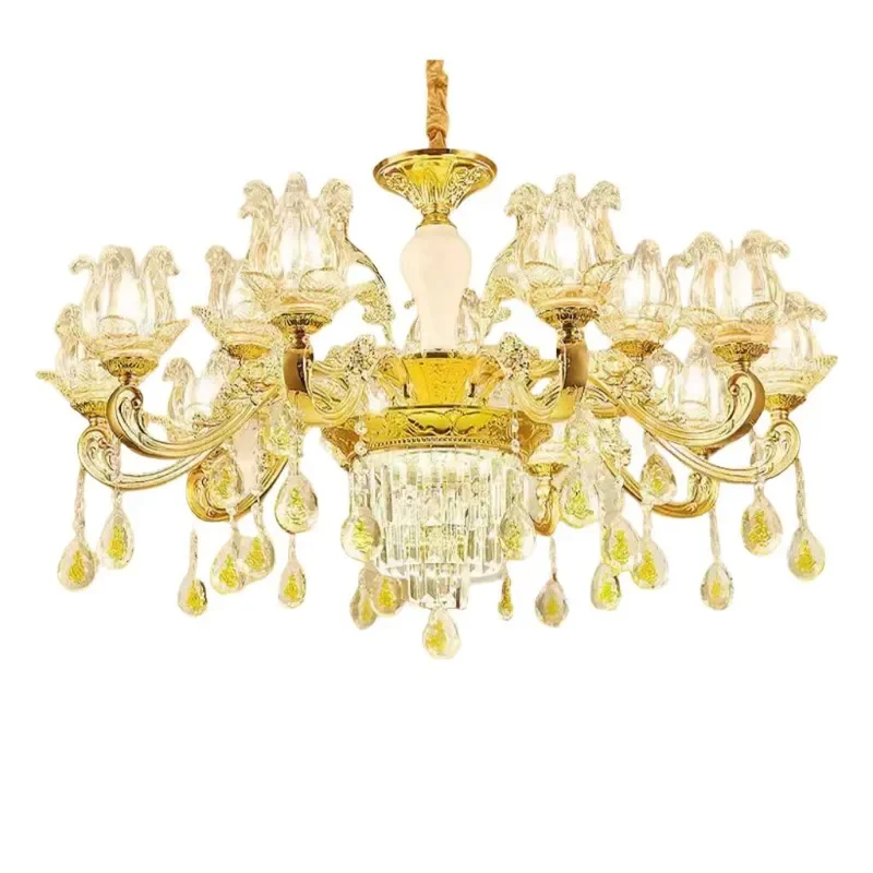 European Crystal Chandelier Luxury Pendant Light for Living Room Dining Bedroom Modern Decorative Ceiling Fixture