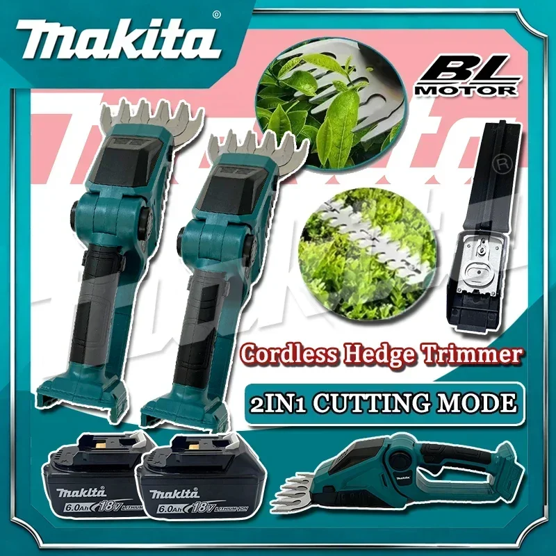 Makita 2-in-1 Hedge Trimmer Mini Handheld Cordless Electric Grass Shears Operated Shrubbery Trimmer for Garden for 18V Battery