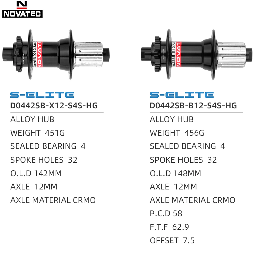 NOVATEC MTB Rear Hub HG XD MS Cube 72 Clicks Mountain Bicycle THRU Hubs 32 Holes 7 8 9 10 11 12 Speed Bike Hubs for Shimano - view 2