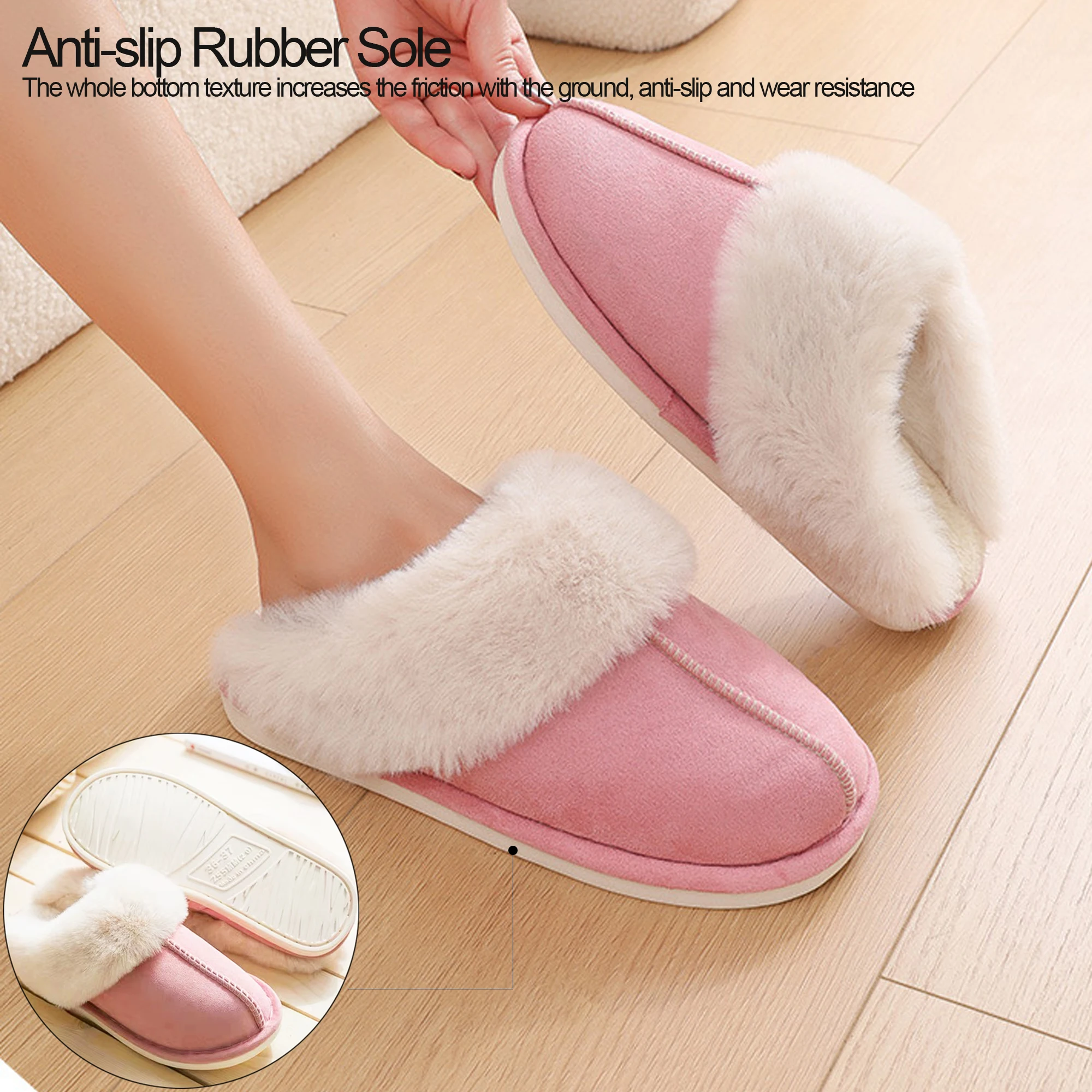 Hi-ERA Slippers Women Memory Foam Fluffy Soft Warm Slip On Womens House Shoes, Winter Women House Slippers Anti-Skid Cozy Plush