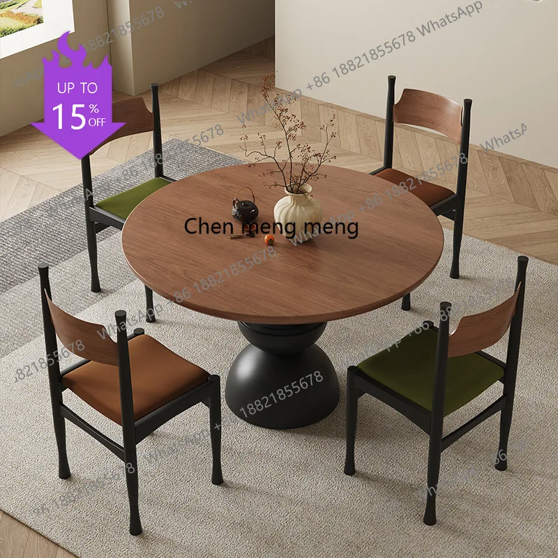 

Обеденный стол и стулья из массива дерева X188, новый, в стиле середины века, дизайнерский, французский ретро, для дома, малогабаритной квартиры, креативный круглый стол