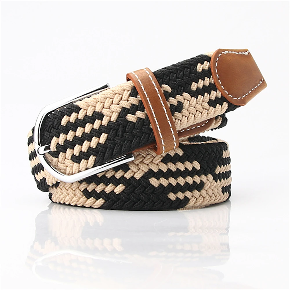 

Casual men's and women's fashion multi-color elastic woven canvas belt with elastic pin buckle K710