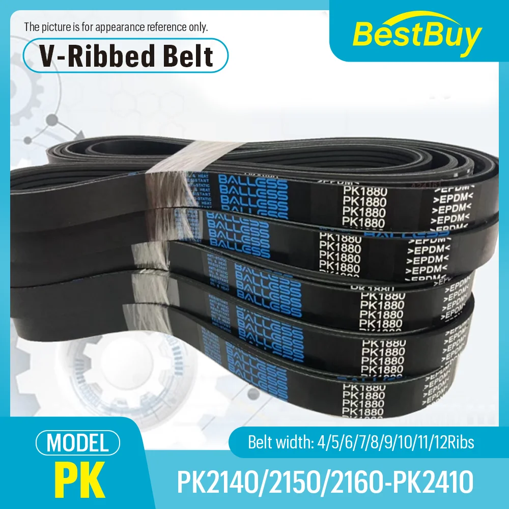 Free Shipping PK Multi-Wedge Belt 4-12Ribs Closed-Loop Transmission Industrial Strength for Power Transmission PK2140-PK2410