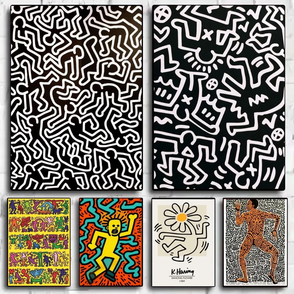 K-Keith H-Haring Cool trends art Poster HD art sticky wall waterproof home living room bar decoration