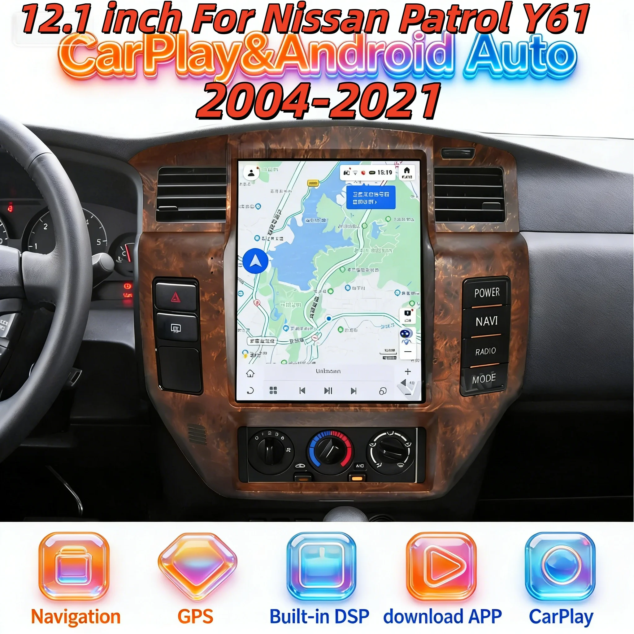 

Мультимедийная магнитола с CarPlay и Bluetooth для Nissan Patrol V5 Y61 2004-2021, сенсорный экран Android, стереосистема, GPS-навигация, головное устройство.